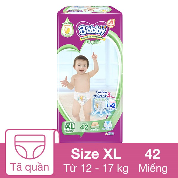 Tã quần Bobby size XL 42 miếng (12 – 17 kg)