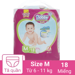 Tã quần Bobby size M 18 miếng (cho bé 6 - 11kg)