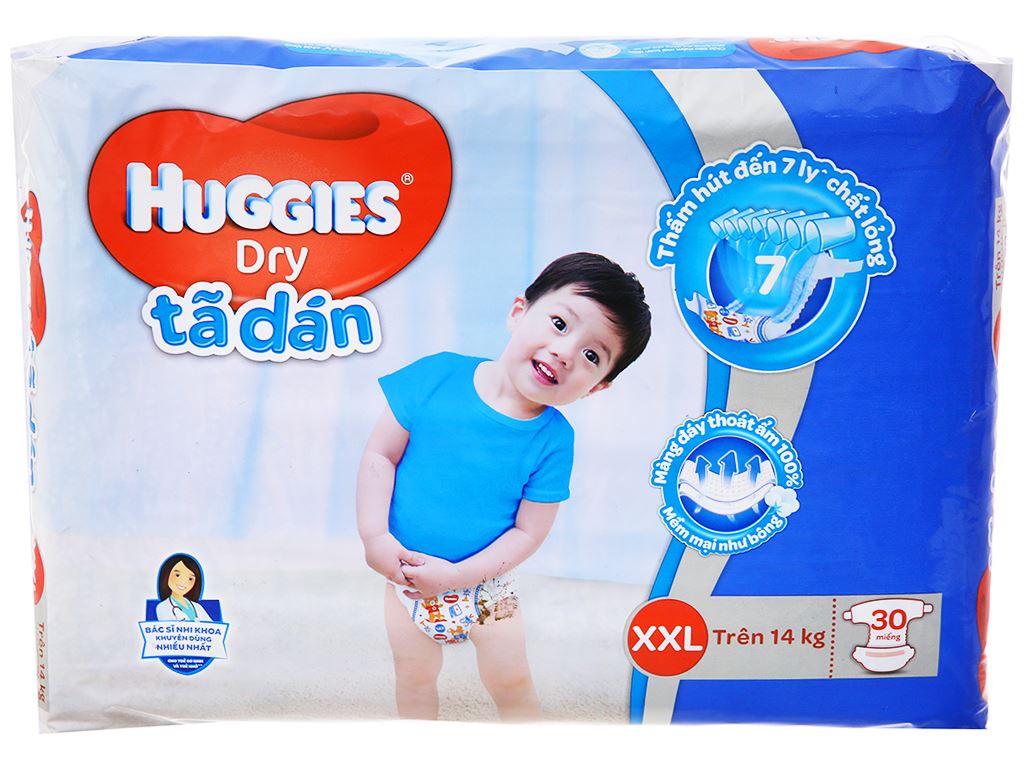 Tã dán Huggies Dry size XXL 30 miếng (cho bé trên 14kg) 3