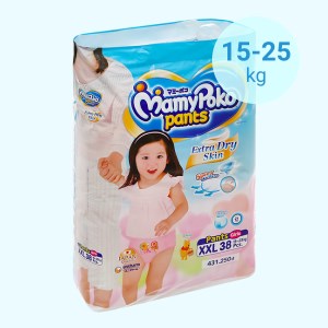 Tã quần Mamypoko Extra Dry Skin bé gái size XXL 38 miếng (cho bé 15 - 25kg)