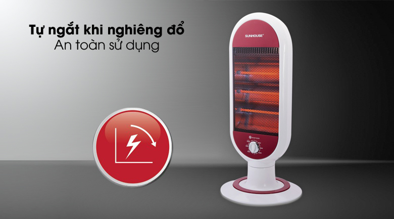 Tự ngắt khi nghiêng đổ - Quạt Sưởi Hồng ngoại Sunhouse SHD7022