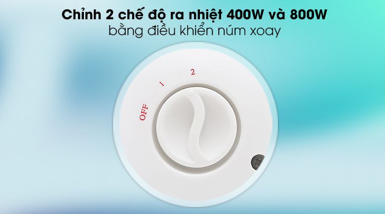 Quạt sưởi halogen Kangaroo KG1016C - Điều chỉnh 2 chế độ ra nhiệt 400W và 800W bằng núm xoay