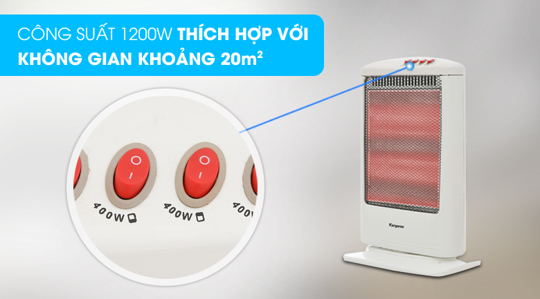 Quạt sưởi halogen Kangaroo KG1012C-KG 1200 W