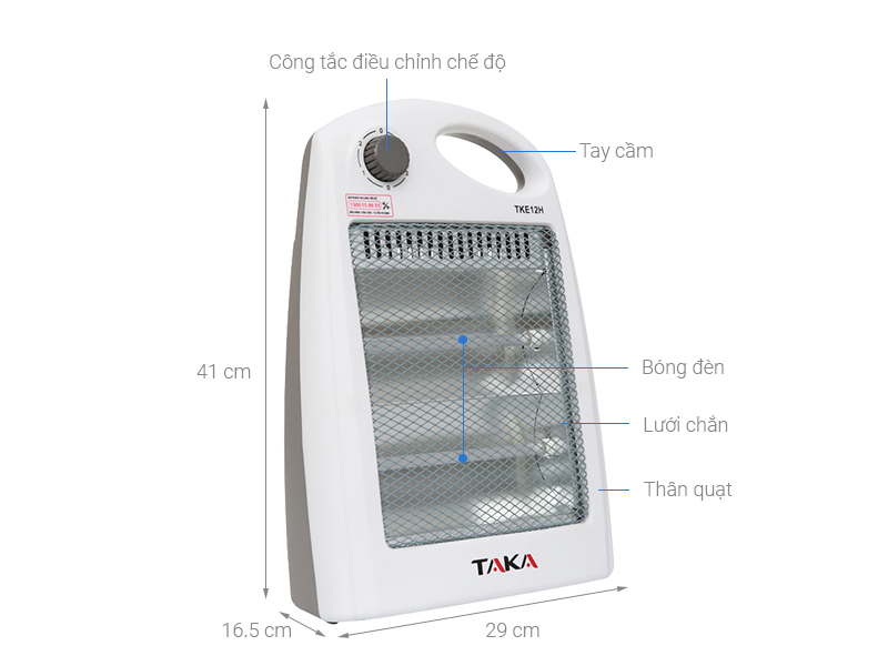 Quạt sưởi halogen Taka TKE12H 800 W