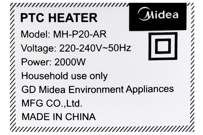 Quạt sưởi nhiệt Midea MH-P20-AR Màu Đen