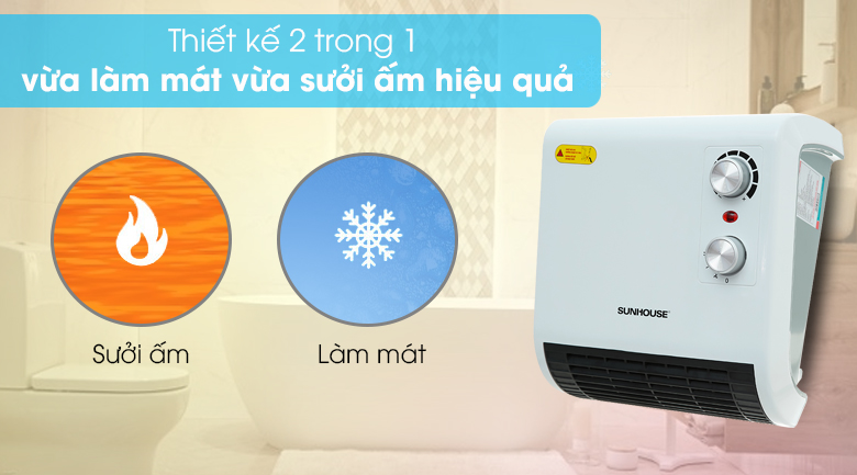 Quạt sưởi phòng tắm Sunhouse SHD3816W
