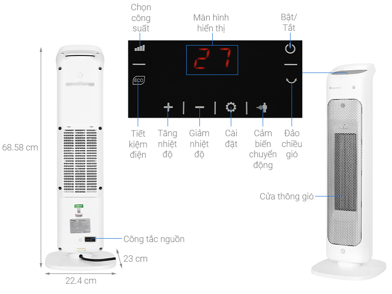 Quạt sưởi gốm Kangaroo KGFH05