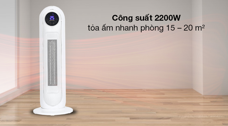 Quạt sưởi gốm ceramic Mutosi MCH-2200 - Hoạt động hiệu quả với công suất 2200W