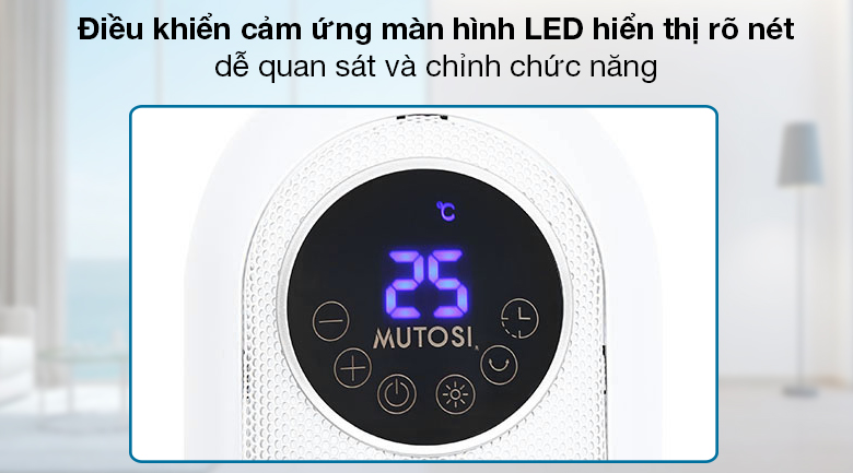 Quạt sưởi gốm ceramic Mutosi MCH-2200 - Điều khiển cảm ứng màn hình LED hiển thị rõ nét