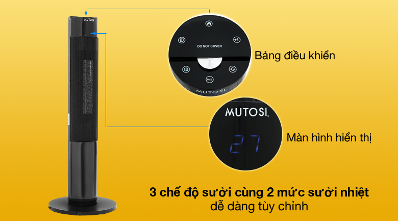 Dễ dùng - Quạt sưởi gốm ceramic Mutosi MCH-2000L