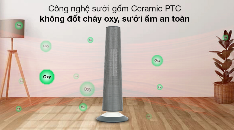 Quạt sưởi gốm Kangaroo KGFH09 - Quạt sưởi Kangaroo hỗ trợ công nghệ sưởi gốm Ceramic PTC