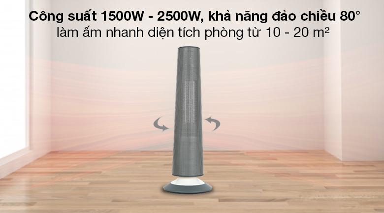 Quạt sưởi gốm Kangaroo KGFH09 - Công suất mạnh mẽ 1500W - 2500W