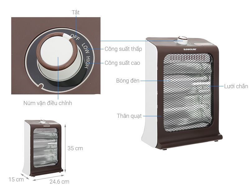 Quạt sưởi hồng ngoại Sunhouse SHD7023
