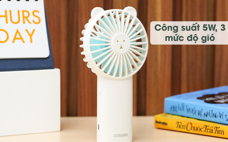 Quạt sạc mini Cosano CF003 trắng có ba mức độ khác nhau Quạt sạc mini Cosano CF003 trắng có ba mức độ khác nhau