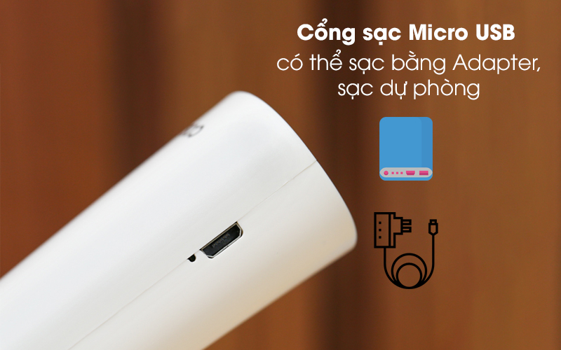 Quạt sạc mini Cosano CF003 trắng có cổng sạc thông dụng Quạt sạc mini Cosano CF003 trắng có cổng sạc thông dụng