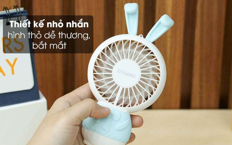 Quạt sạc mini Cosano CF005 xanh có kiểu dáng dễ thương Quạt sạc mini Cosano CF005 xanh có kiểu dáng dễ thương