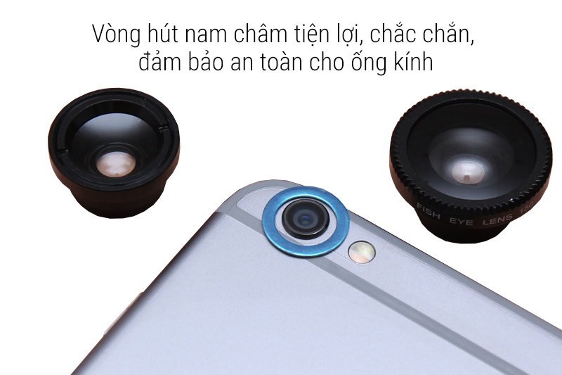 Ống kính cho điện thoại Nam châm 3 trong 1 Đen