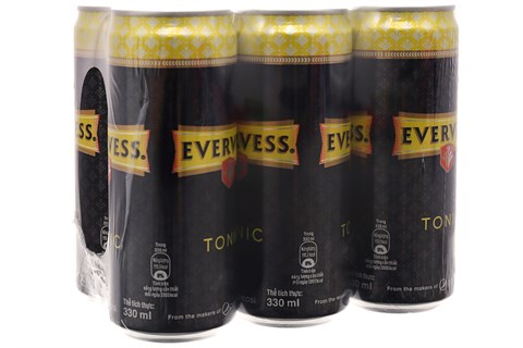 Soda Evervess Tonic sleek lon 330ml (lốc 6 lon)