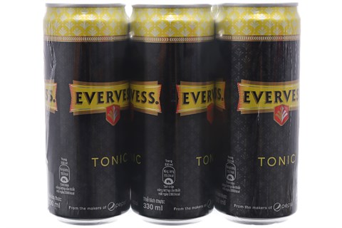 Soda Evervess Tonic sleek lon 330ml (lốc 6 lon)