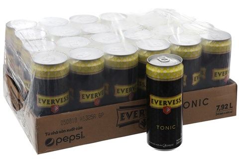 Soda Evervess Tonic sleek lon 330ml (thùng 24 lon)