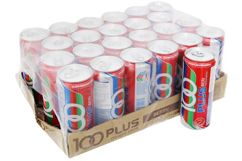 Nước ngọt có gas 100 Plus Isotonic drink hương Dâu lon 325ml (24 lon)