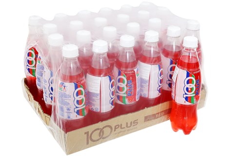 Nước ngọt có gas 100 Plus Isotonic drink hương Dâu chai 500ml (24 chai)
