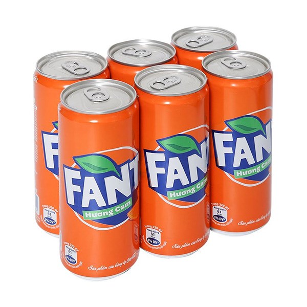 Lốc 6 Lon Nước Ngọt Fanta Vị Cam 320 Ml