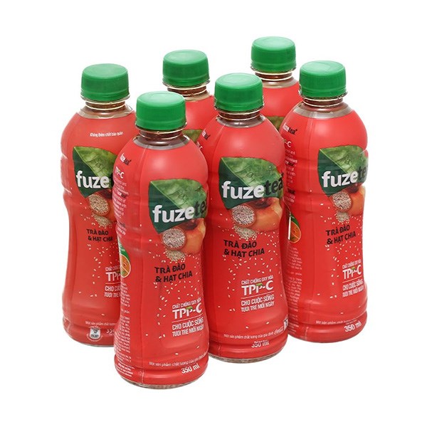 Lốc 6 Chai Nước Trà Fuze Tea Vị Đào Và Hạt Chia 350 Ml