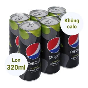 6 lon nước ngọt Pepsi không calo vị chanh 320ml