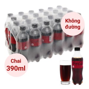 Thùng 24 chai nước ngọt có ga Coca Cola Zero 390ml