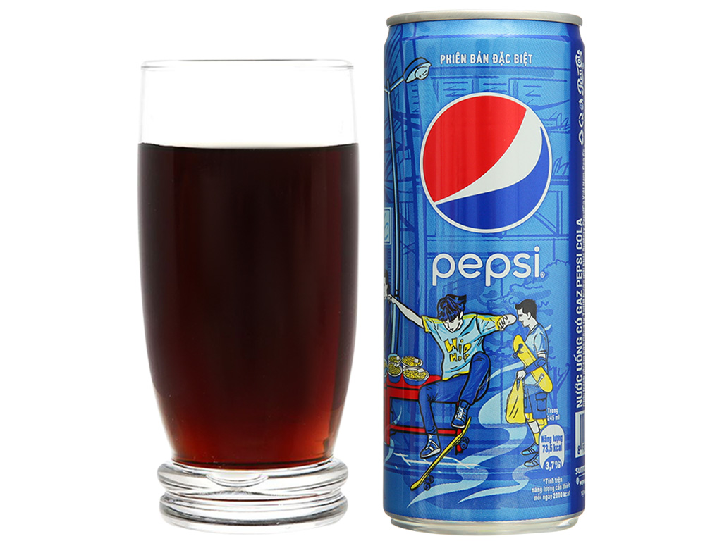 Thùng 24 lon nước ngọt Pepsi Cola Sleek 245ml 14