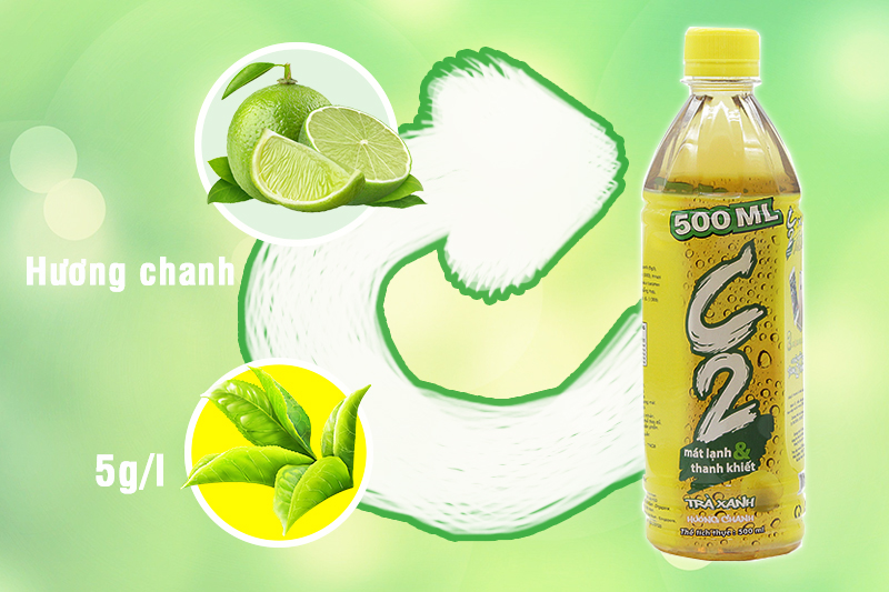 Nước giải khát C2 Trà Xanh hương Chanh chai 500ml