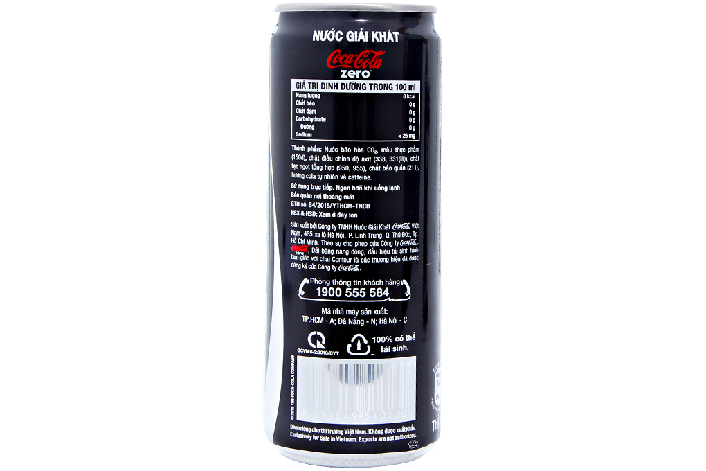 Nước ngọt Coca Cola Zero lon 330ml