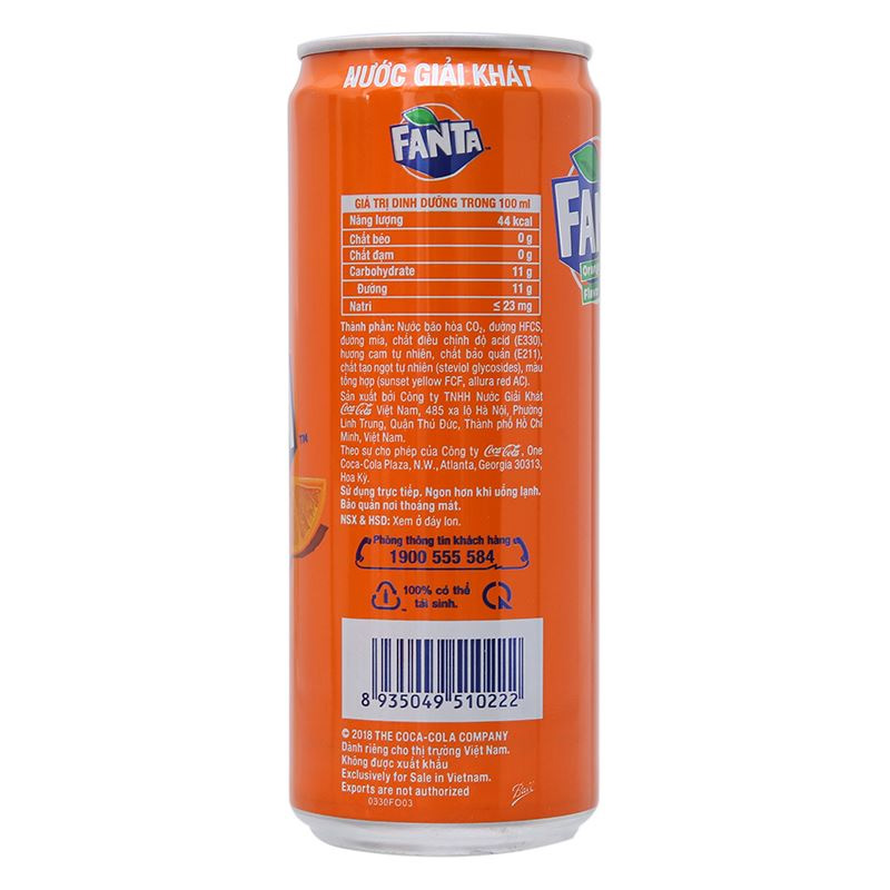 Nước ngọt Fanta hương Cam lon 330ml