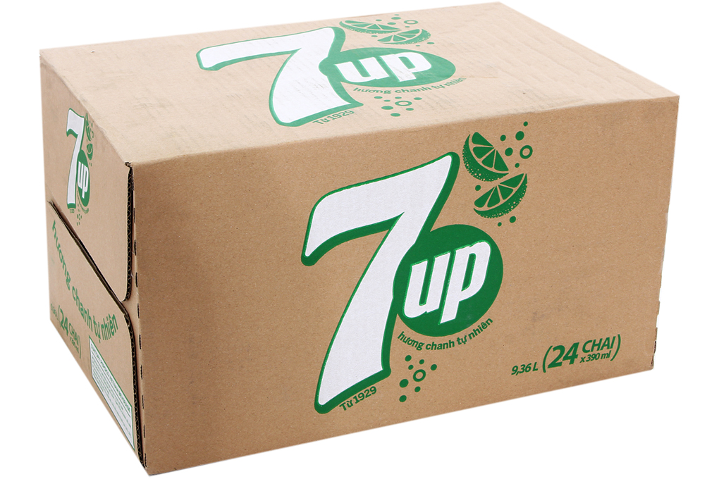 Nước ngọt 7 Up hương chanh chai nhựa 390ml ( Thùng 24 chai )