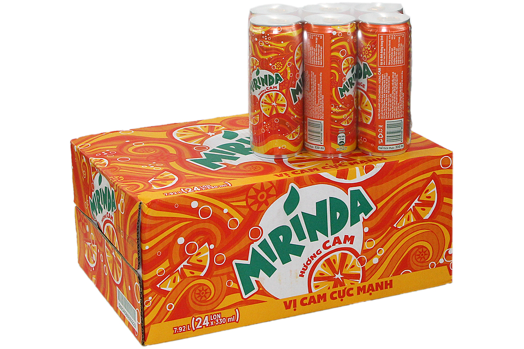 Nước ngọt Mirinda vị Cam tự nhiên lon 330ml (thùng 24 lon)