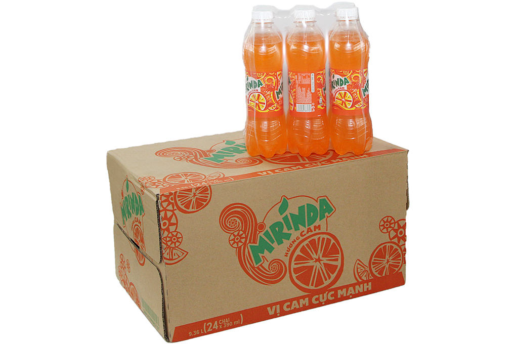 Nước ngọt Mirinda hương cam chai 390ml (thùng 24 chai)