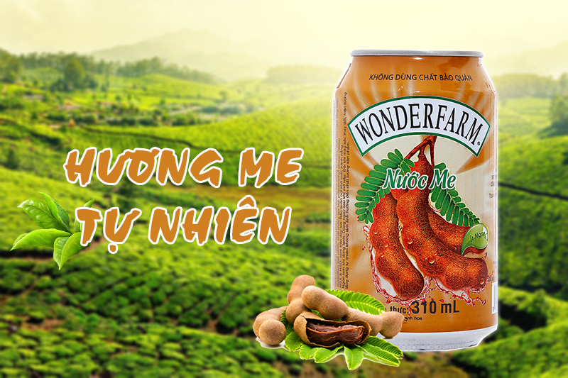 Nước ngọt Wonderfarm hương Me lon 330ml