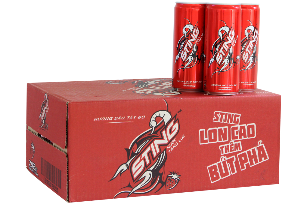 Nước tăng lực Sting dâu tây đỏ lon cao 330ml (thùng 24 lon) Nước tăng lực Sting dâu tây đỏ lon cao 330ml (thùng 24 lon)