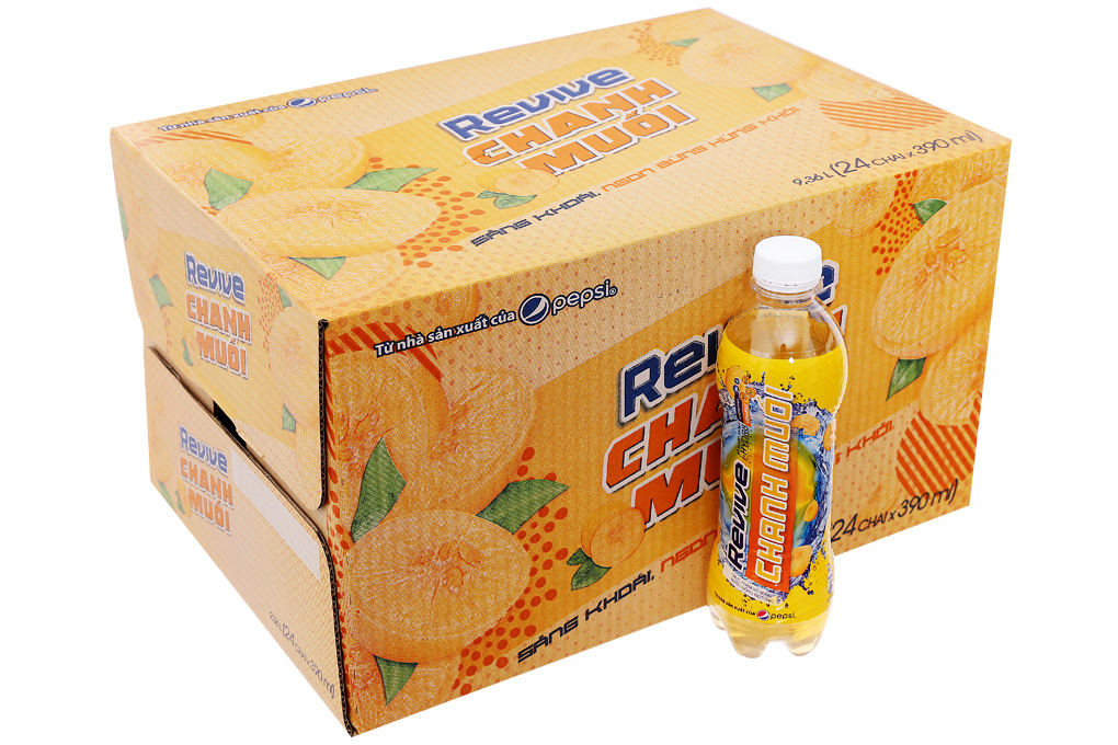 Nước ngọt có ga vị chanh muối Revive chai 390ml (thùng 24 chai)