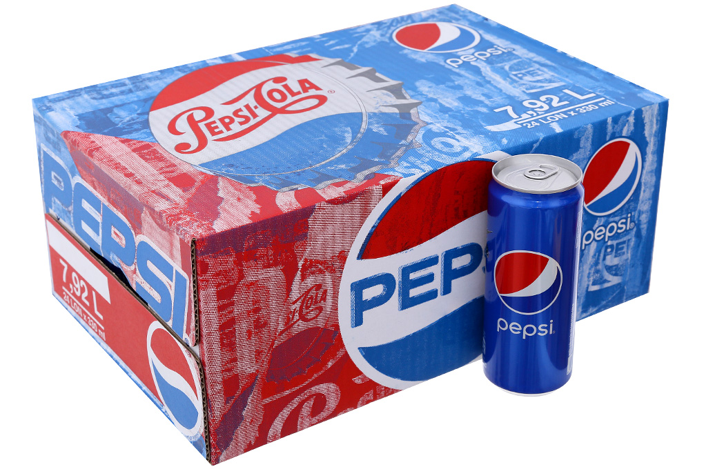 Thùng Nước ngọt Pepsi Cola Sleek 330ml (24 lon)