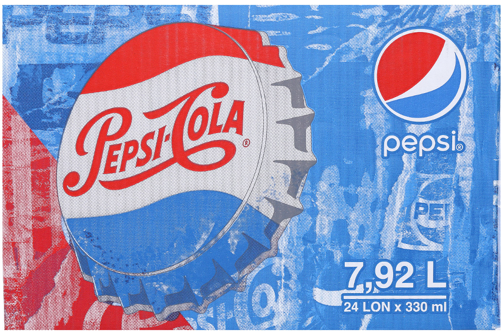 Thùng Nước ngọt Pepsi Cola Sleek 330ml (24 lon)