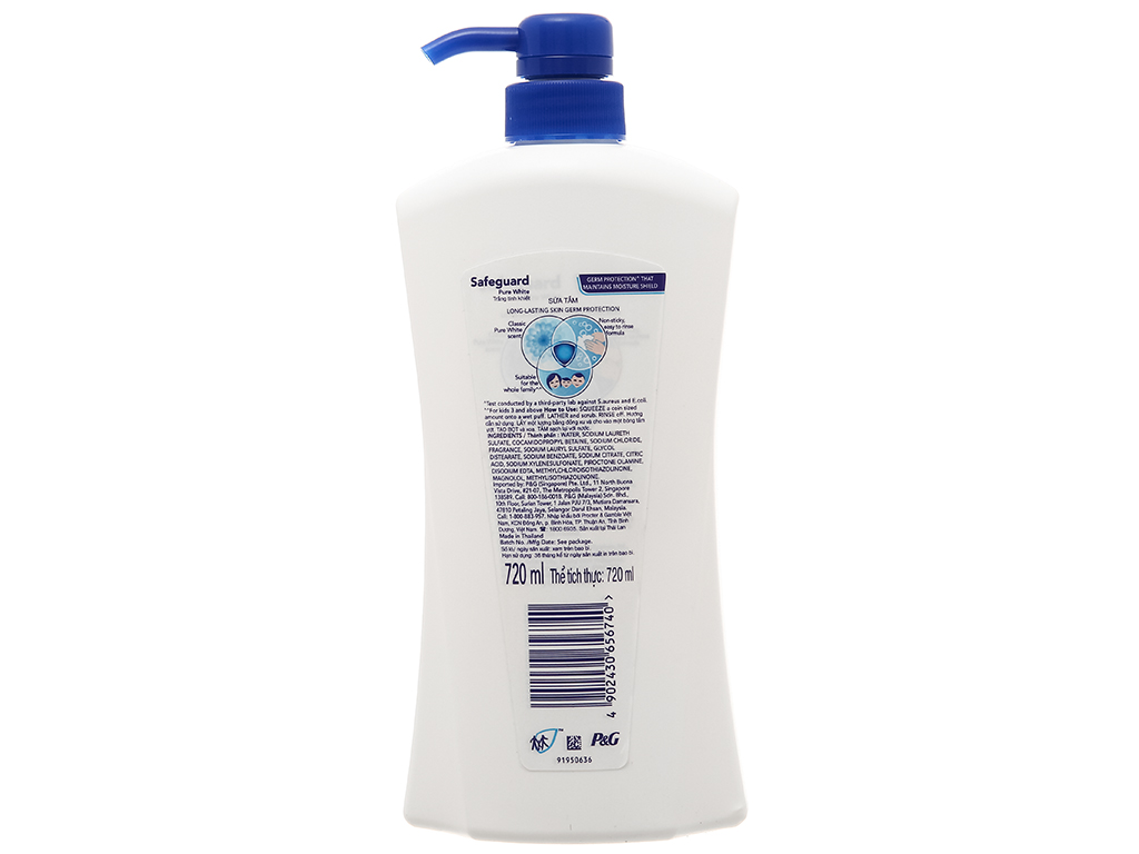Sữa tắm Safeguard sạch khuẩn trắng tinh khiết 720ml 3