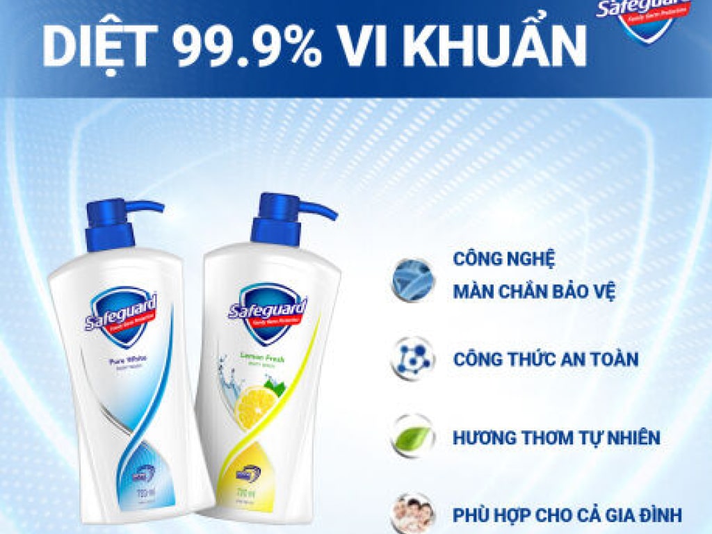 Sữa tắm Safeguard sạch khuẩn trắng tinh khiết 720ml 2