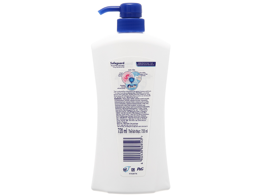 Sữa tắm Safeguard sạch khuẩn hồng hoa và lô hội tươi mát 720ml 3