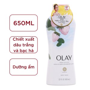 Sữa tắm Olay Cooling White hương dâu và bạc hà 650ml