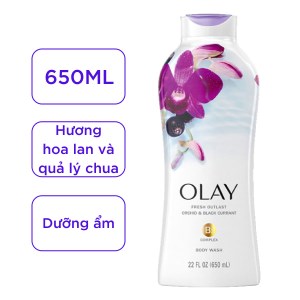 Sữa tắm Olay dưỡng ẩm hương hoa lan và quả lý chua đen 650ml