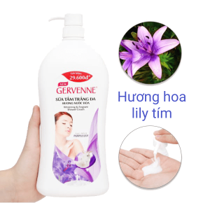 Sữa tắm trắng da Gervenne hương nước hoa Lily tím 1.2 lít