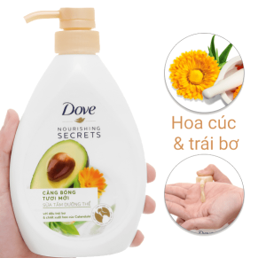 Sữa tắm dưỡng thể Dove thiên nhiên liệu pháp tươi mới với tinh dầu trái bơ và chiết xuất hoa cúc Mỹ 527ml