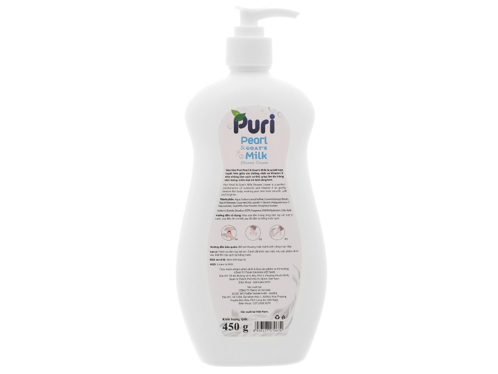 Sữa tắm Puri sữa dê & ngọc trai 450g 3